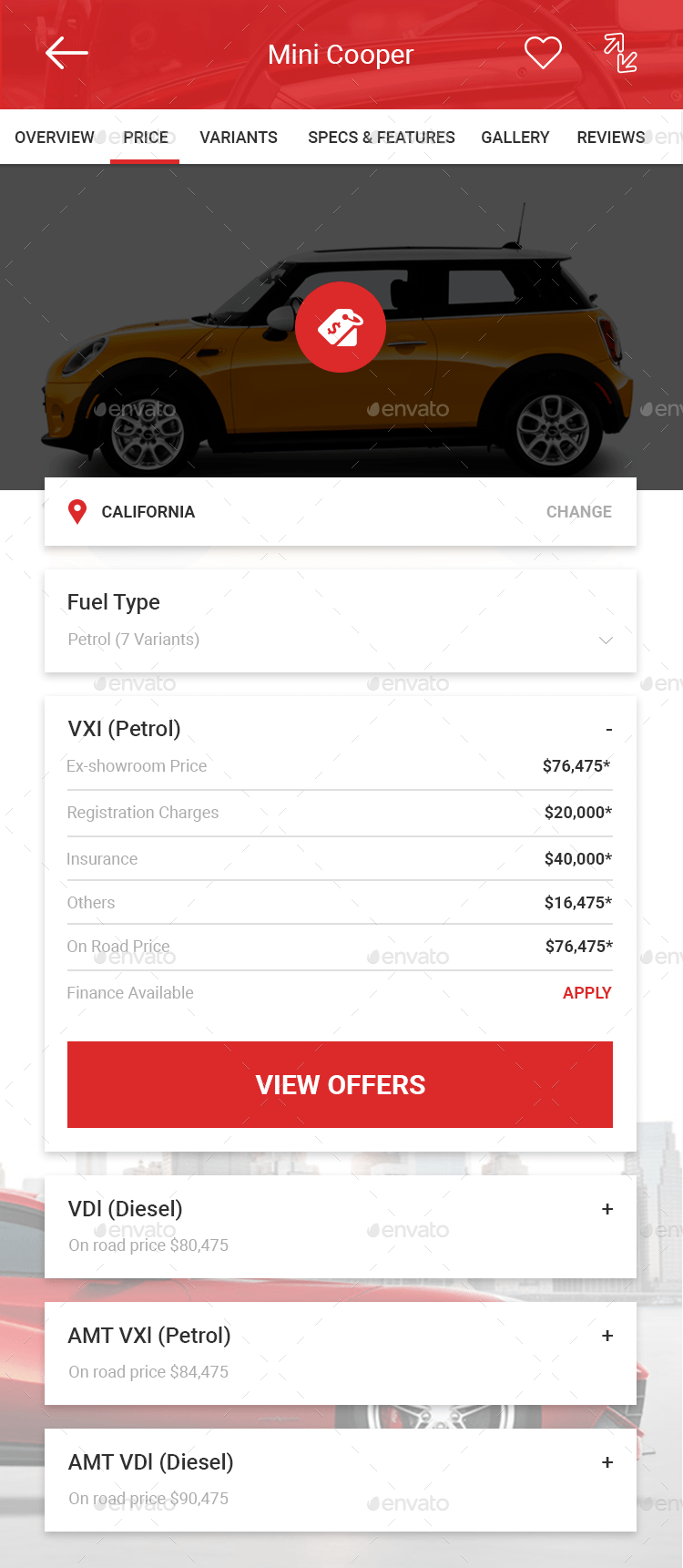 Car Dealer Automotive App UI Kit,  Elements GraphicRiver